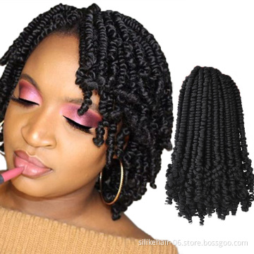 8 inch Ombre Black Brown Bomb Spring Twist Crochet Braiding Hair Fluffy Pre-twisted Passion Twist Synthetic Hair Extensions